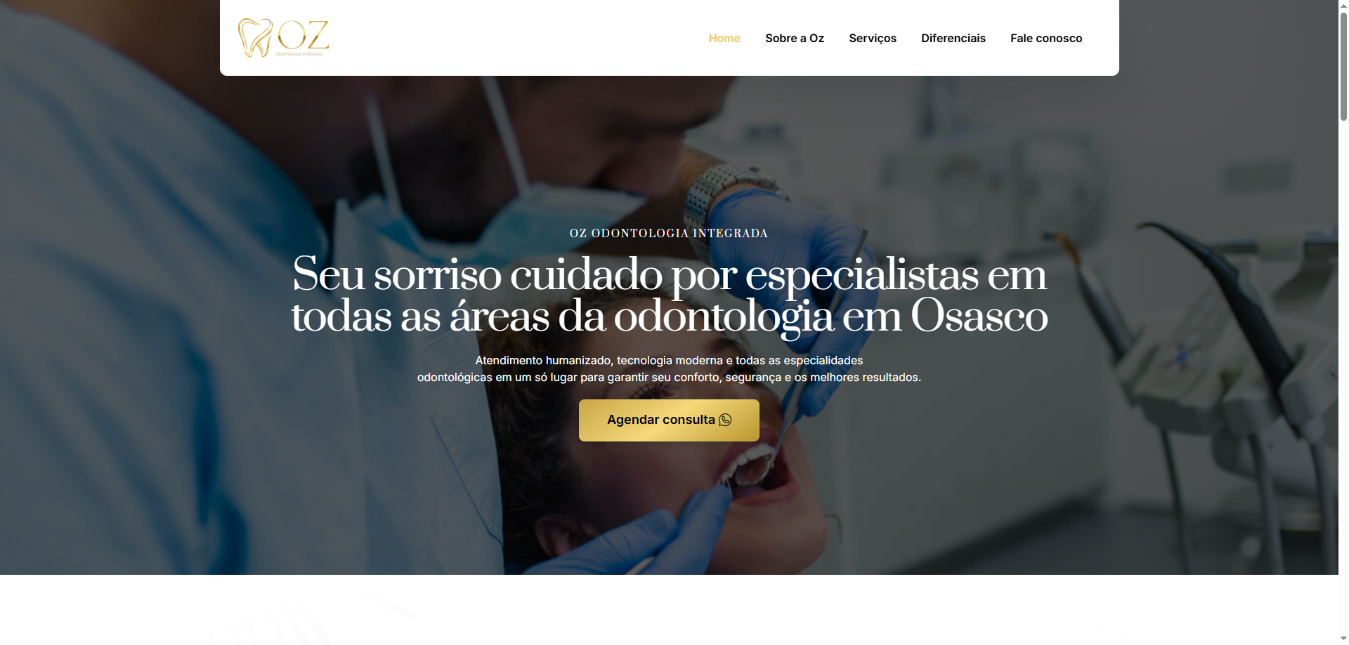 Site profissional para clínica odontológica criado pela Agência Spin em São Paulo