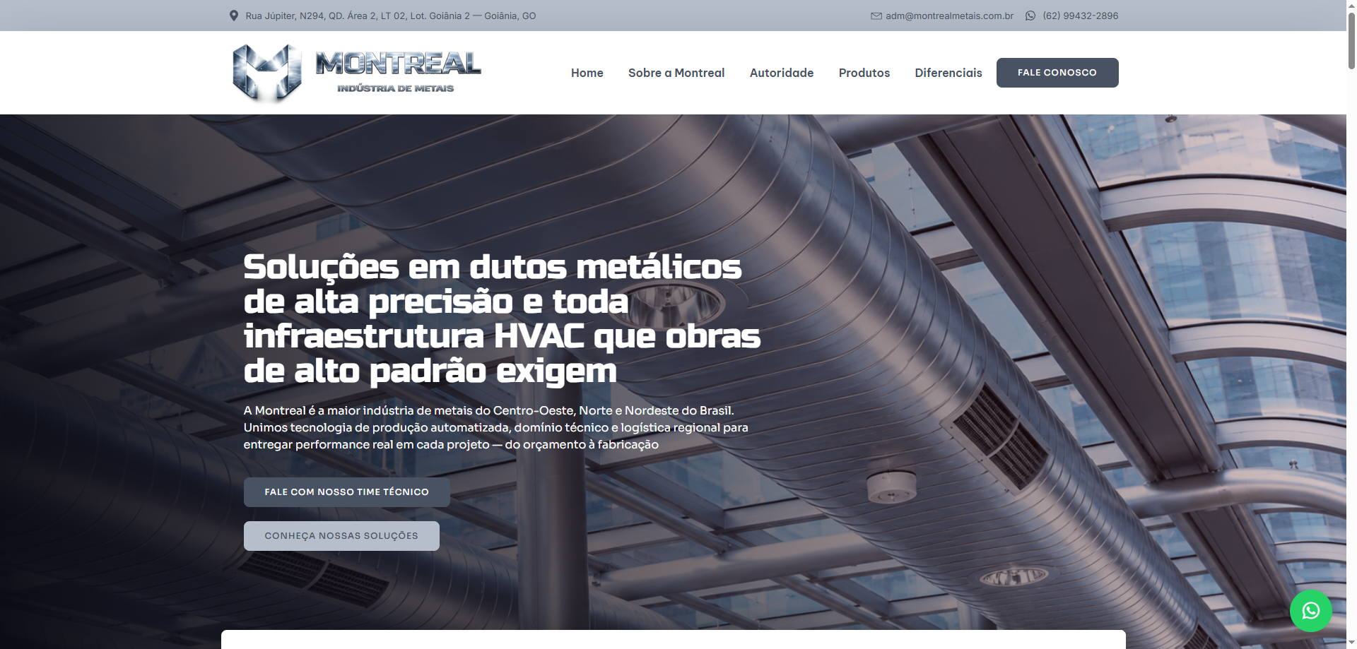 Site profissional para indústria de metais Montreal criado pela Agência Spin em Goiás