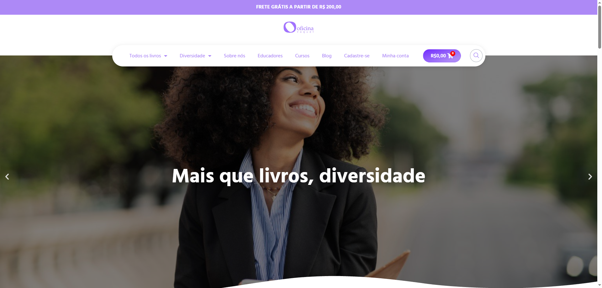 E-commerce Livros Oficina Raquel criado pela Agência Spin