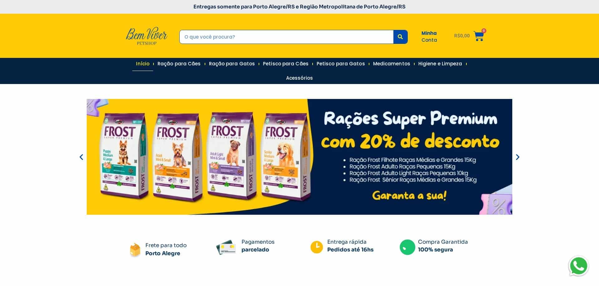 Site Pet Bem Viver criado pela Agência Spin, Loja Virtual · Pet Shop · Porto Alegre, RS