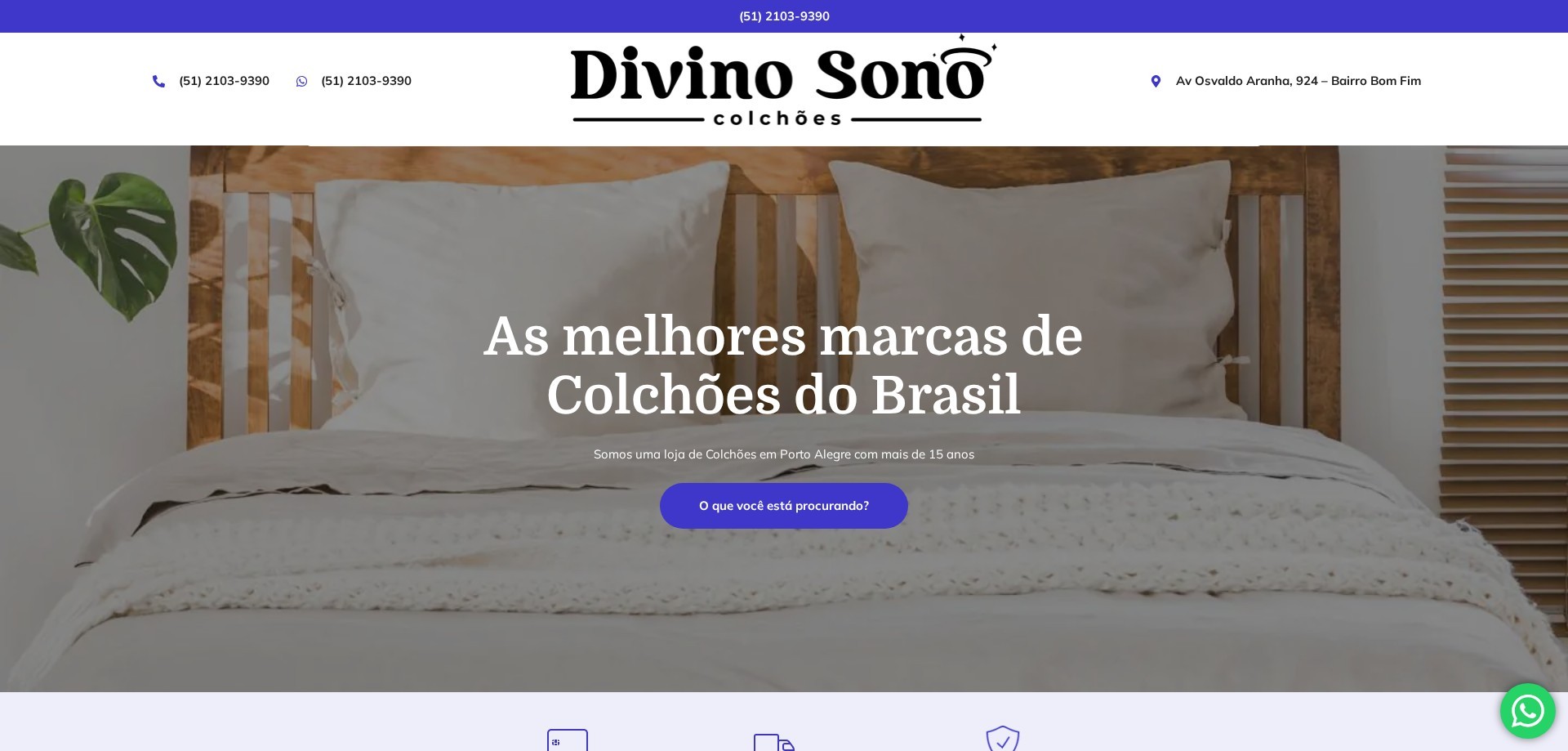 Site Divino Sono Colchões criado pela Agência Spin, Colchões · Porto Alegre, RS