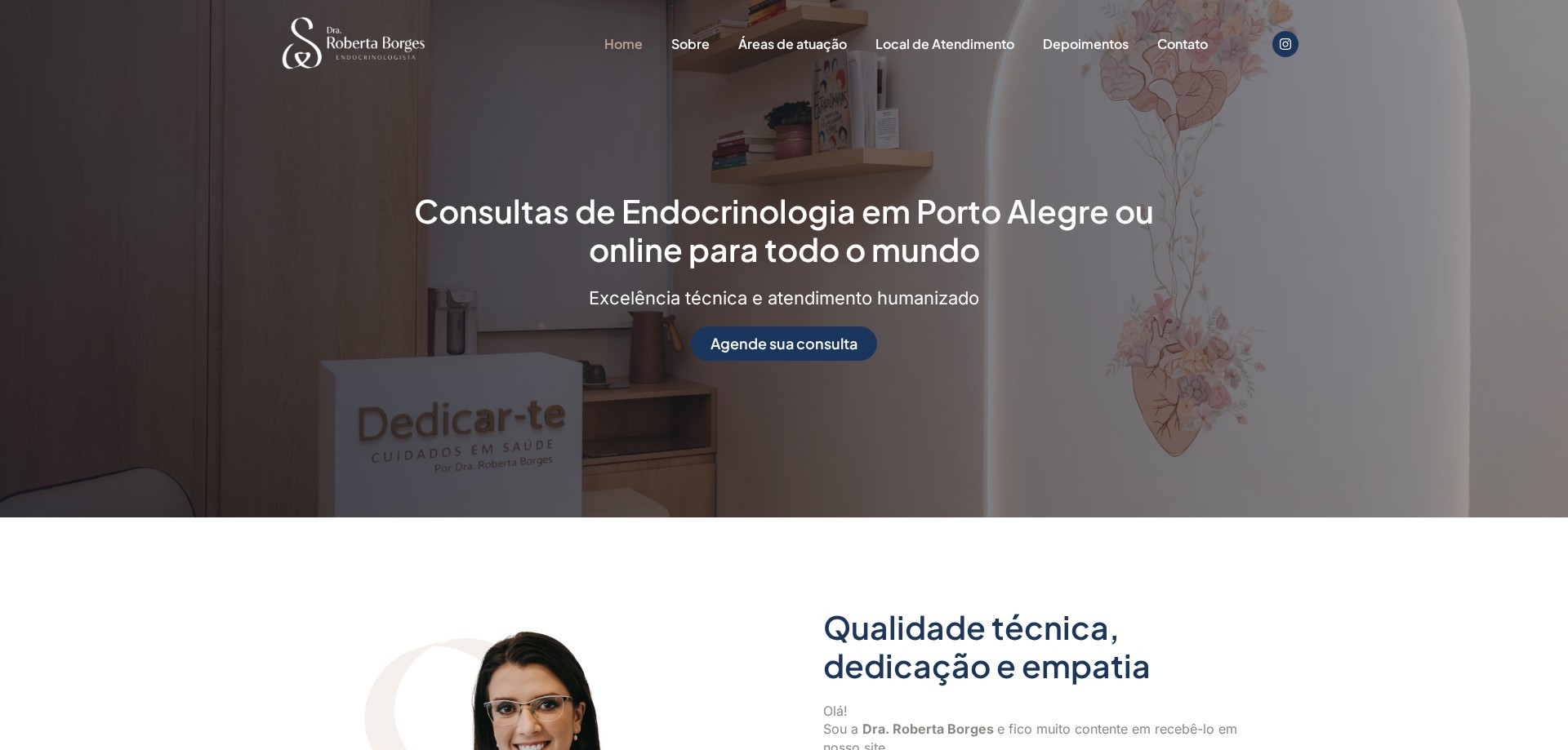 Site Dra. Roberta Borges criado pela Agência Spin, Endocrinologia · Porto Alegre, RS