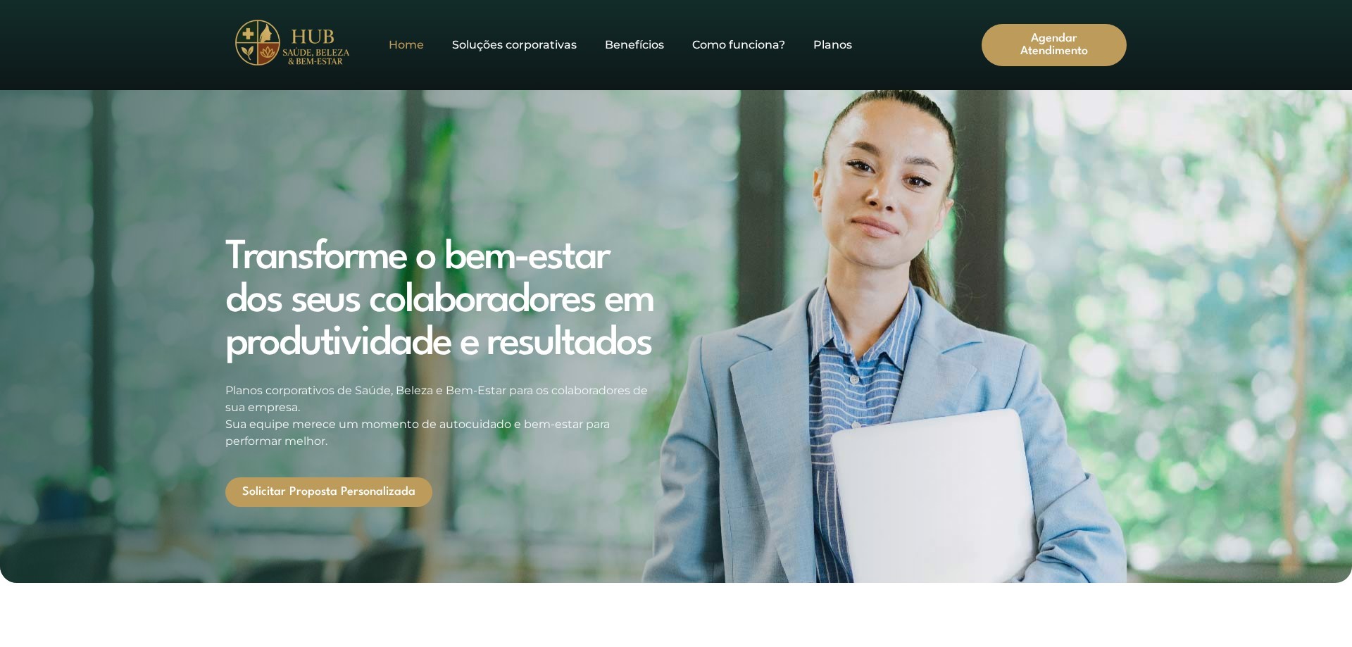 Site HUB Saúde e Bem-Estar criado pela Agência Spin, Benefícios Corporativos · RS