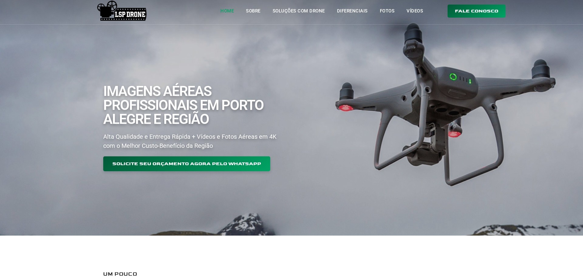 Site LSP Drone criado pela Agência Spin, Imagens Aéreas · Porto Alegre, RS