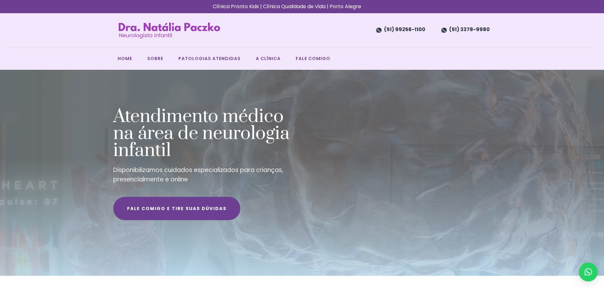 Site Dra. Natália Paczko criado pela Agência Spin, Neurologia Infantil · Porto Alegre, RS