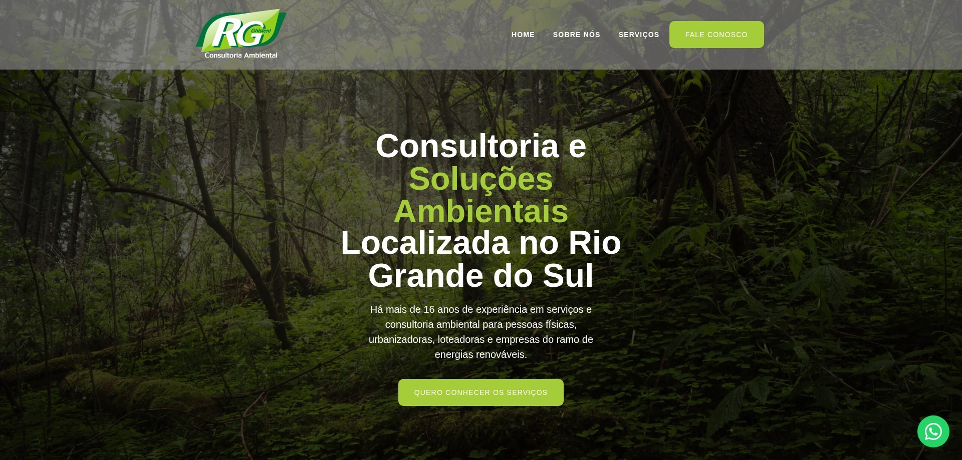 Site RG Ghisleni criado pela Agência Spin, Consultoria Ambiental · Santa Cruz do Sul, RS
