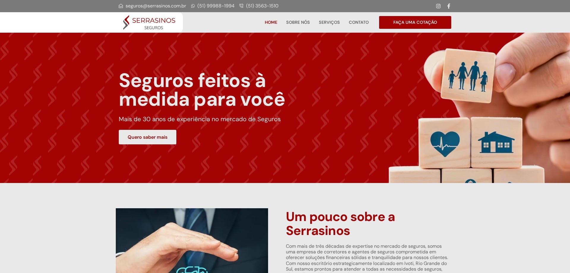 Site Serrasinos Seguros criado pela Agência Spin, Seguros · RS