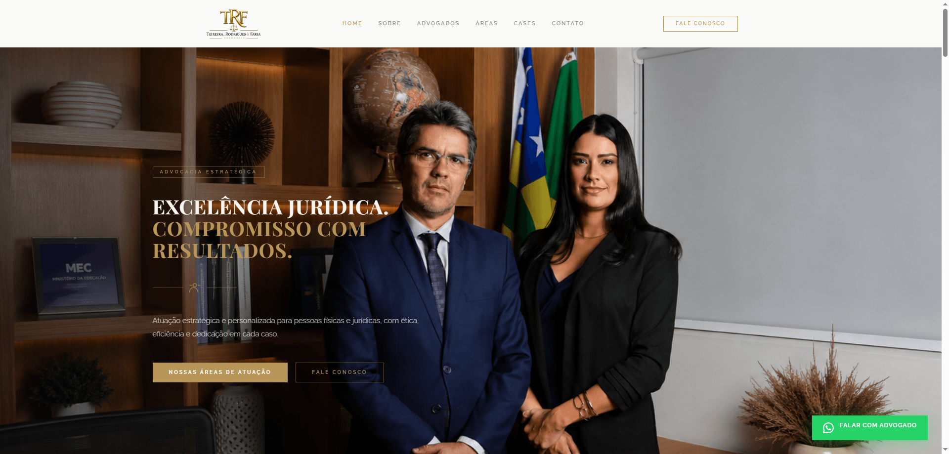 Site institucional para escritório de advocacia Teixeira Rodrigues e Faria criado pela Agência Spin